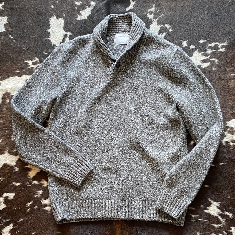Old Navy Men's Heather Gray Collared Sweater